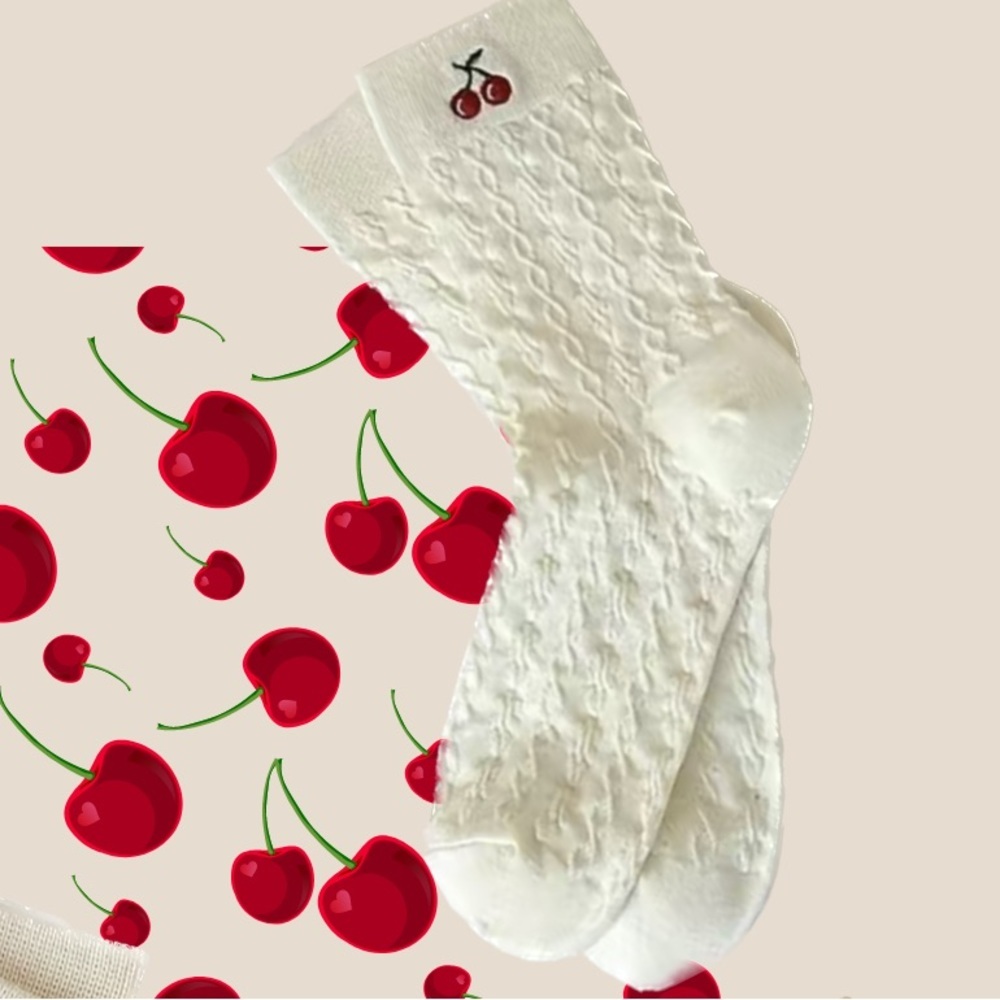 Classy Old Money Cherry Style Socks NWT